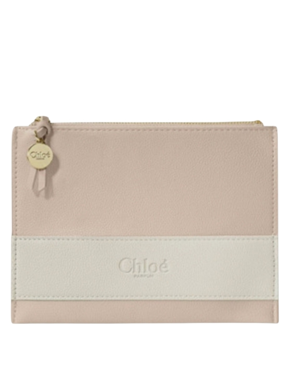 Chloè Parfum Cosmetic Envelope Makeup Pouch Blush Pink & White Gold Hardware